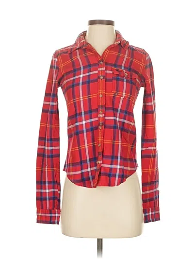 Pre-owned Abercrombie & Fitch Long Sleeve Button Down Shirt In Red