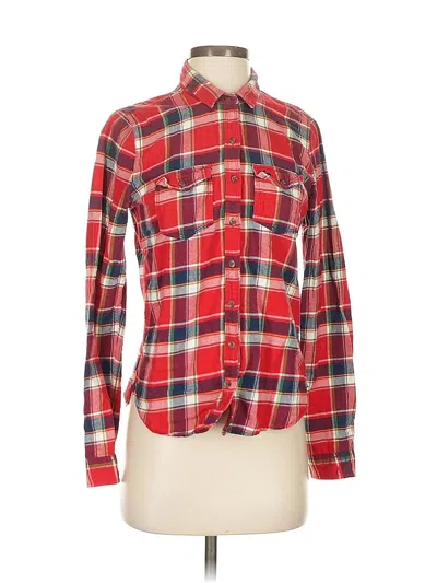 Pre-owned Abercrombie & Fitch Long Sleeve Button Down Shirt In Red