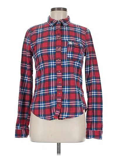 Pre-owned Abercrombie & Fitch Long Sleeve Button Down Shirt In Red
