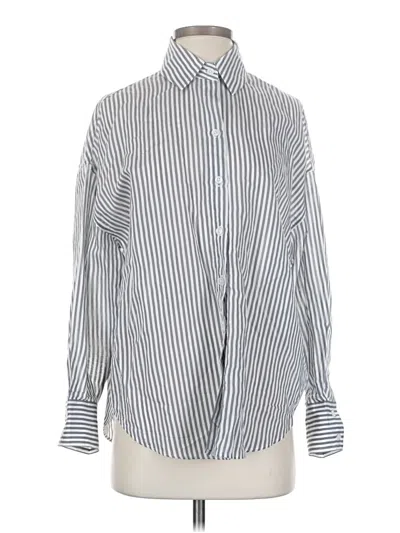 Abercrombie & Fitch Long Sleeve Button Down Shirt In Silver