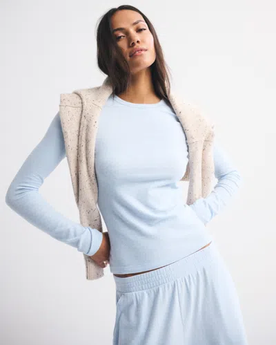 Abercrombie & Fitch Long-sleeve Cozy Lounge Knit Tee In Blue