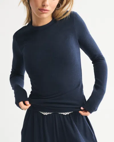 Abercrombie & Fitch Long-sleeve Cozy Lounge Knit Tee In Blue