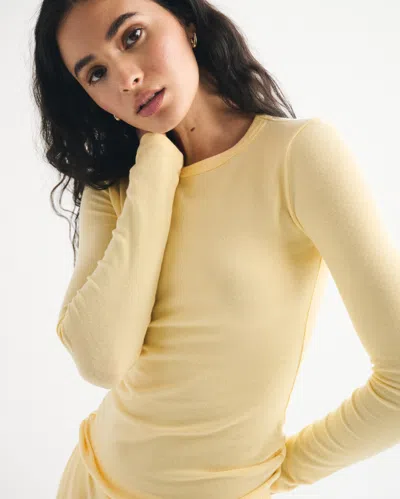 Abercrombie & Fitch Long-sleeve Cozy Lounge Knit Tee In Yellow