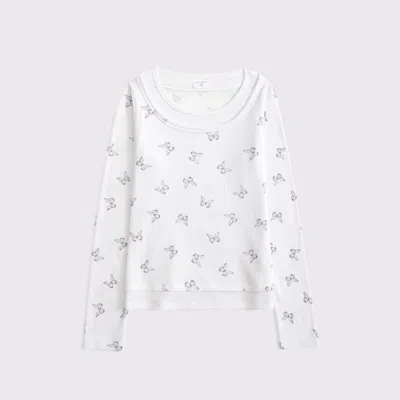 Abercrombie & Fitch Kids' Long-sleeve Double-layered Knit Tee In White
