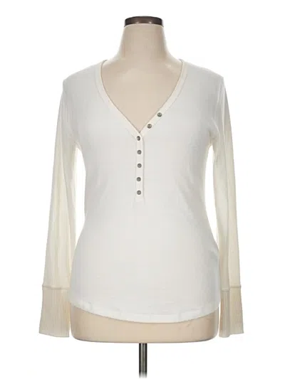 Pre-owned Abercrombie & Fitch Long Sleeve Henley Shirt In White