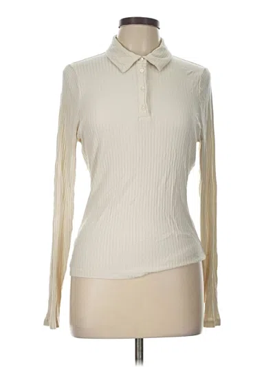 Pre-owned Abercrombie & Fitch Long Sleeve Polo Shirt In Ivory