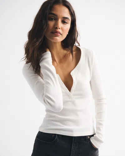 Abercrombie & Fitch Long-sleeve Rib Henley In White