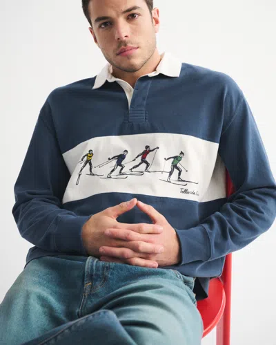 Abercrombie & Fitch Long-sleeve Rugby Polo In Blue