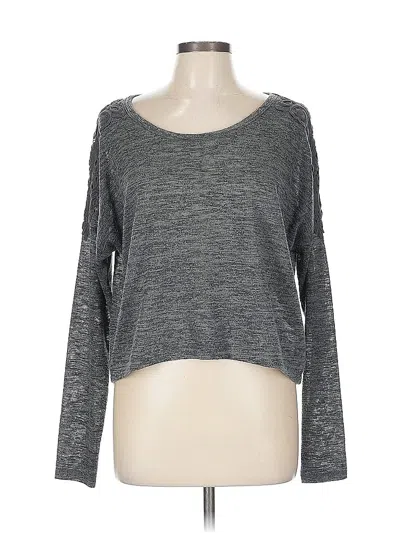 Pre-owned Abercrombie & Fitch Long Sleeve Top Gray Scoop Neck Tops
