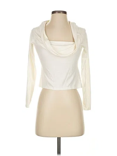 Pre-owned Abercrombie & Fitch Long Sleeve Top Ivory Cowl Neck Tops In White