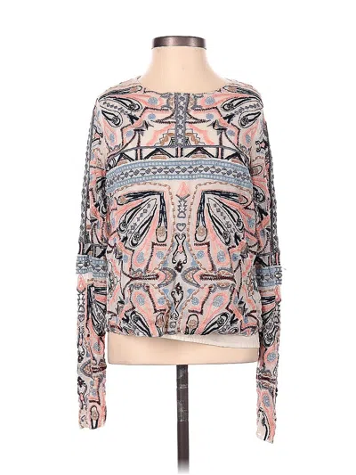 Pre-owned Abercrombie & Fitch Long Sleeve Top Pink Keyhole Neckline Tops