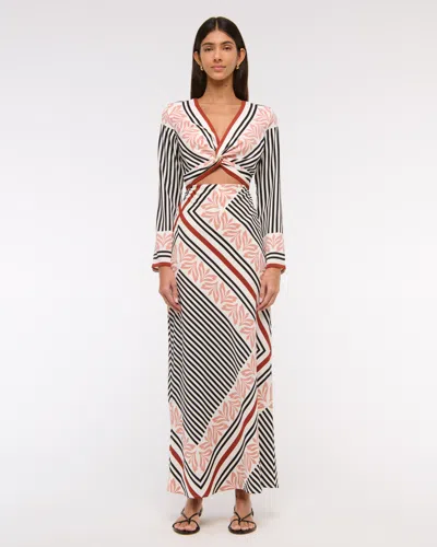 Abercrombie & Fitch Long-sleeve Twist-front Maxi Dress In Multi