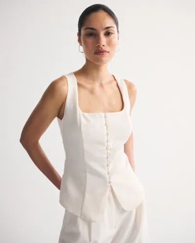 Abercrombie & Fitch Long-length Button-through Vest In White