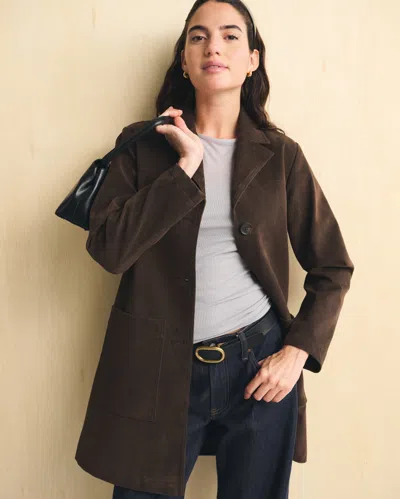 Abercrombie & Fitch Longline Oversized Suedette Jacket In Brown