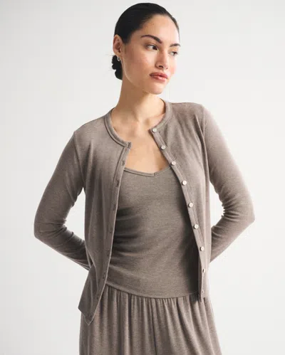 Abercrombie & Fitch Long-sleeve Lounge Cardigan Tank Set In Brown
