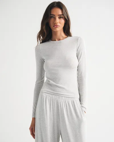 Abercrombie & Fitch Long-sleeve Modal-blend Lounge Tee In Gray