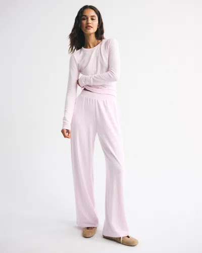 Abercrombie & Fitch Lounge Brushed Wide Leg Sweatpant In Pink