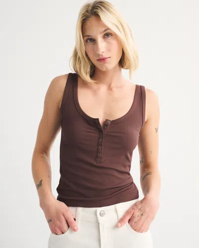 Abercrombie & Fitch Lounge Rib Henley Tank In Brown