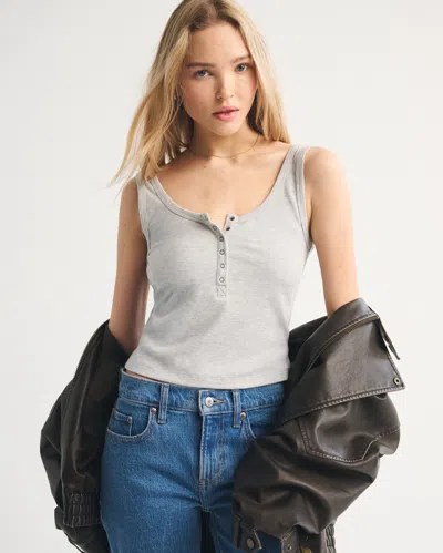 Abercrombie & Fitch Lounge Rib Henley Tank In Gray