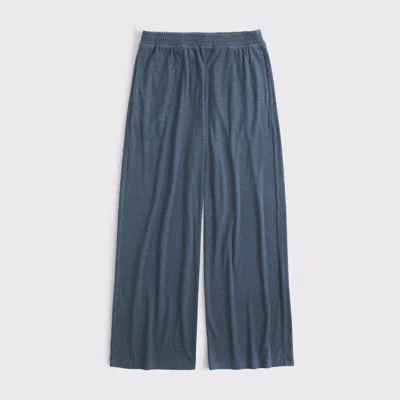Abercrombie & Fitch Lounge Ribbed Wide Leg Sweatpant In Blue