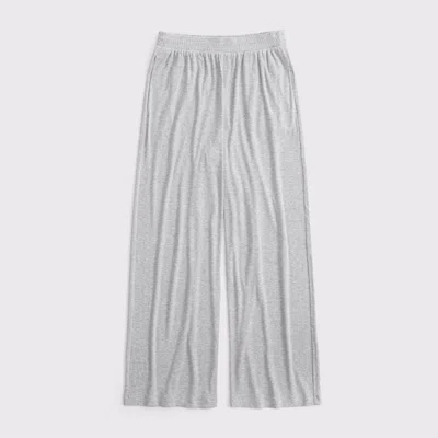 Abercrombie & Fitch Lounge Ribbed Wide Leg Sweatpant In Gray