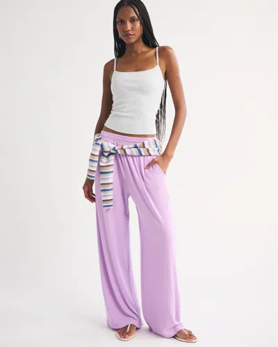 Abercrombie & Fitch Lounge Ribbed Wide Leg Sweatpant In Purple