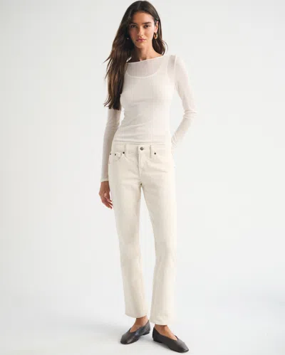 Abercrombie & Fitch Low Rise Kick Flare Jean In Ecru