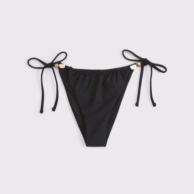 Abercrombie & Fitch Low Rise Ruched Tie-side Cheeky Bottom In Black