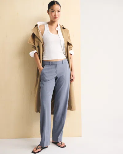 Abercrombie & Fitch Low Rise Tailored Straight Leg Pant In Blue