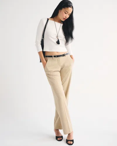 Abercrombie & Fitch Low Rise Tailored Straight Leg Pant In Light Brown