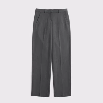 Abercrombie & Fitch Low Rise Tailored Straight Leg Trouser In Gray Heather