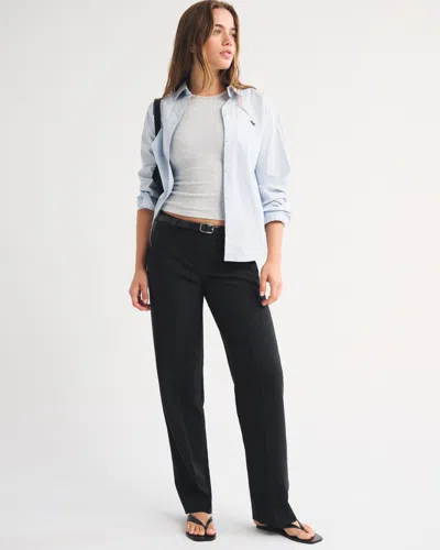 Abercrombie & Fitch Low Rise Tailored Straight Pant In Black