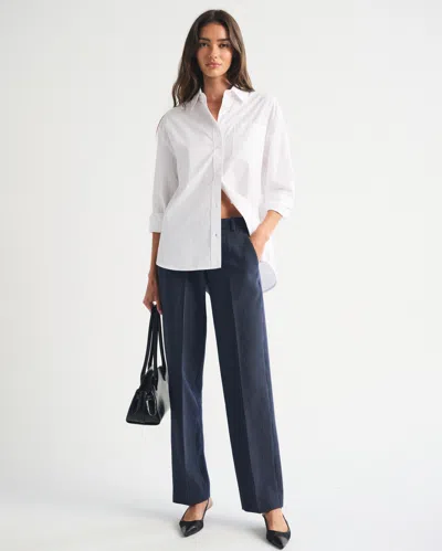Abercrombie & Fitch Low Rise Tailored Straight Pant In Navy Pinstripe