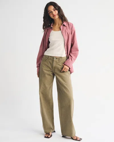 Abercrombie & Fitch Low Rise Ultra Loose Brown Jean In Animal Print