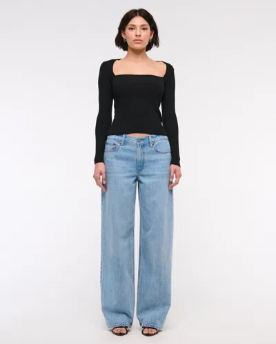 Abercrombie & Fitch Low Rise Ultra Loose Jean In Blue