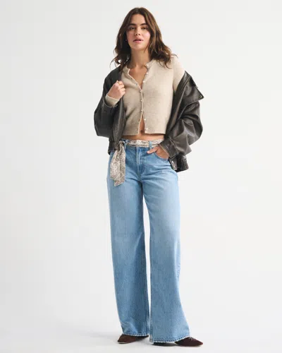 Abercrombie & Fitch Low Rise Ultra Loose Scarf Belted Jean In Blue