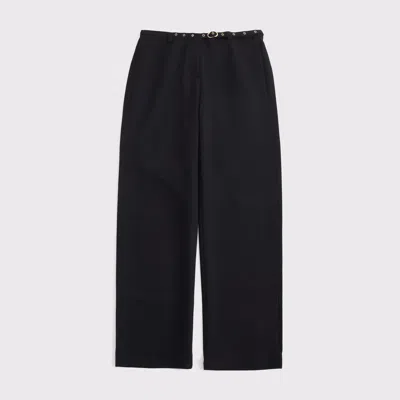 Abercrombie & Fitch Low Rise Waistless Tailored Belted Wide Leg Pant In Black