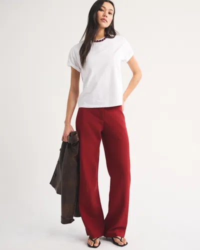 Abercrombie & Fitch Low Rise Waistless Tailored Wide Leg Pant In Brown