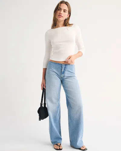 Abercrombie & Fitch Low Rise Waistless Ultra Loose Jean In Blue