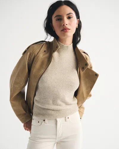 Abercrombie & Fitch Merino Wool-blend Sweater Shell Top In Brown