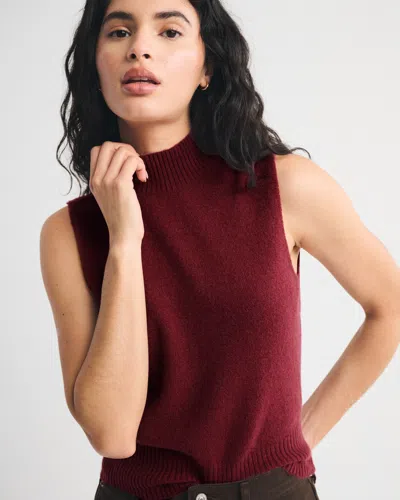 Abercrombie & Fitch Merino Wool-blend Sweater Shell Top In Burgundy