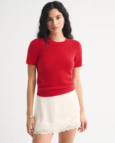Abercrombie & Fitch Merino Wool-blend Sweater Tee In Burgundy