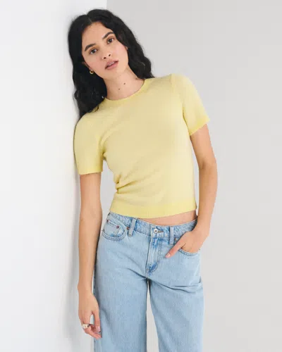Abercrombie & Fitch Merino Wool-blend Sweater Tee In Yellow