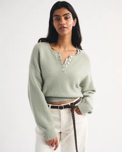 Abercrombie & Fitch Merino Wool-blend Henley Sweater In Green