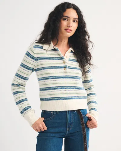 Abercrombie & Fitch Merino Wool-blend Long-sleeve Polo In Multi