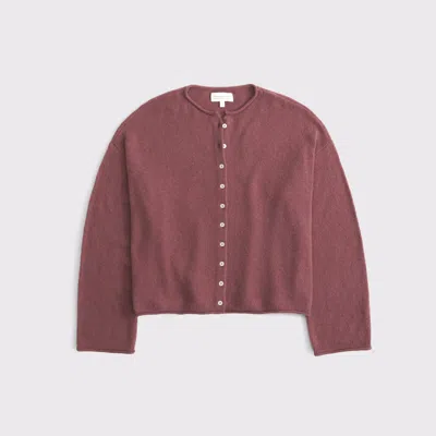 Abercrombie & Fitch Merino Wool-blend Roll Neck Cardigan In Cool Blush