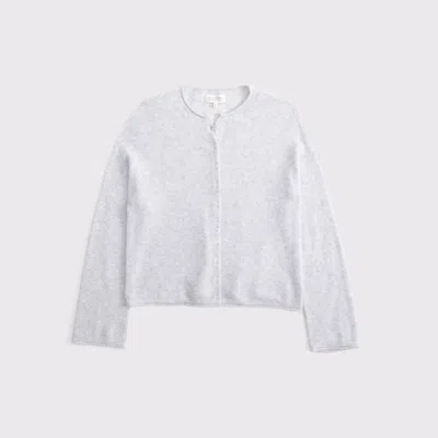 Abercrombie & Fitch Merino Wool-blend Roll Neck Cardigan In Gray