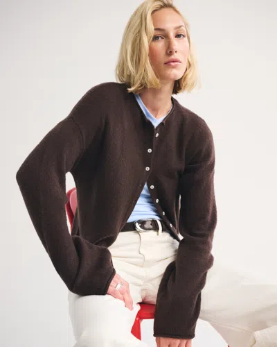 Abercrombie & Fitch Merino Wool-blend Rollneck Cardigan In Brown