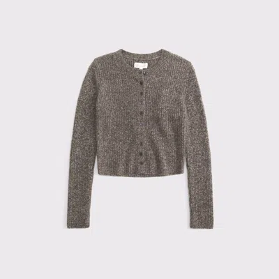 Abercrombie & Fitch Merino Wool-blend Shrunken Crew Cardigan In Brown
