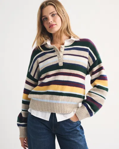 Abercrombie & Fitch Merino-wool Blend Henley Sweater In Multi
